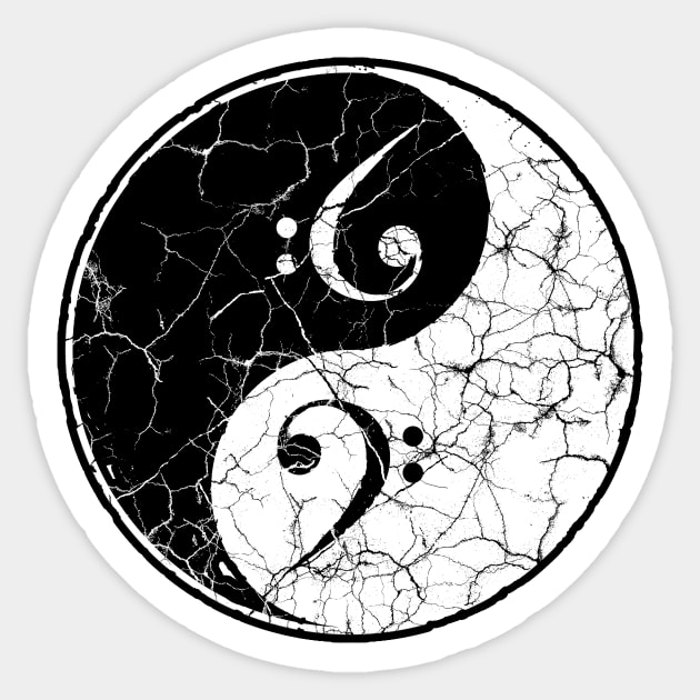 Yin yang-duality-Bass Cleff-Craquelure-Music Sticker by StabbedHeart